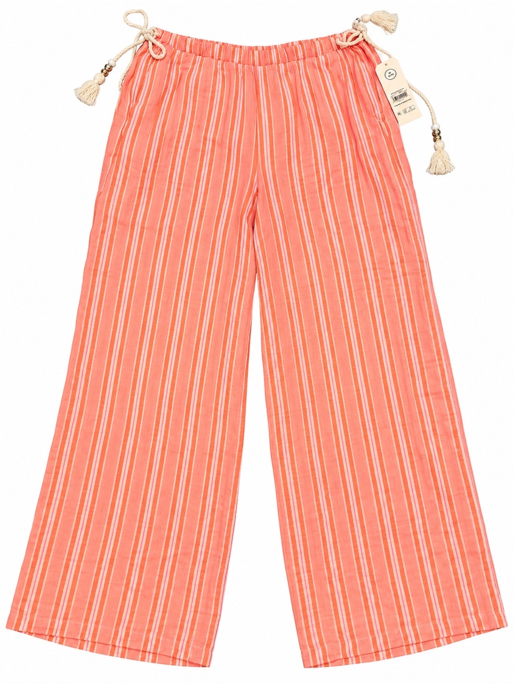 No Boundaries Coral and Cream Striped Wide-Leg Pants
